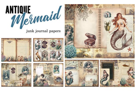 Download Antique Mermaid Collage Paper Pack - Premium Resources