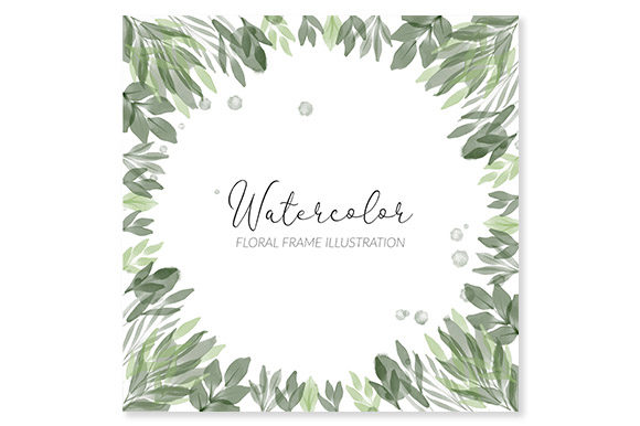 Download Green Leaf Watercolor Square Frame - Green Collection