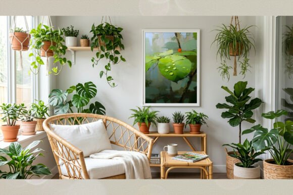 Download Morning Dew on Green Leaf Impasto Art - Green Collection