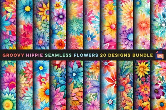 Download Groovy Hippie Seamless Flowers - Flower Collection