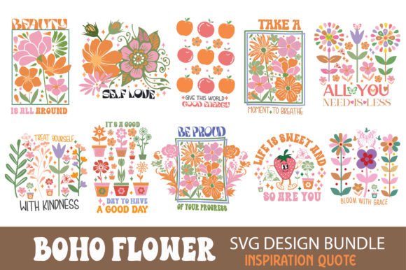 Download Boho Flower Inspiration Quote SVG Bundle - Flower Collection