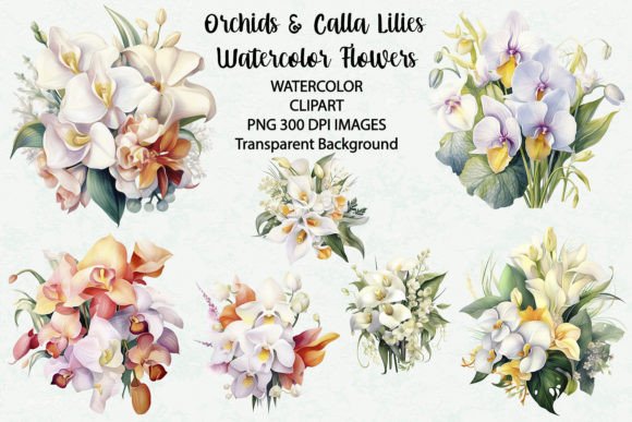 Download Orchids Calla Lilies Flowers Watercolor - Flower Collection