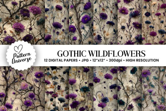 Download Gothic Wildflowers Garden Digital Papers - Flower Collection