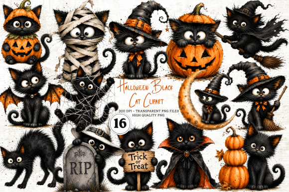 Download Halloween Black Cat Clipart PNG - Halloween Collection