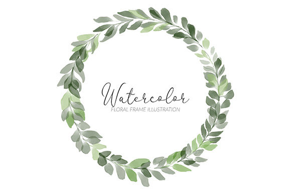 Download Watercolor Green Leaf Circle Wreath - Green Collection