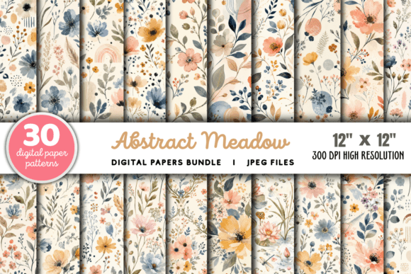 Download Abstract Meadow Flower Pattern Bundle - Flower Collection