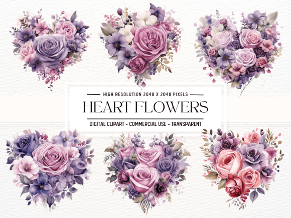Download Lavender and Mauve Heart Flowers Clipart - Flower Collection