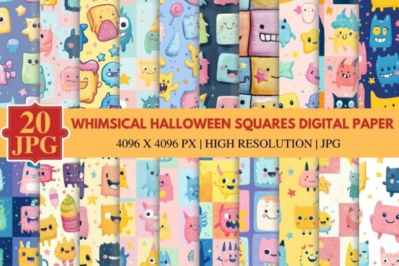 Download Whimsical Halloween Squares Digital Pape - Halloween Collection